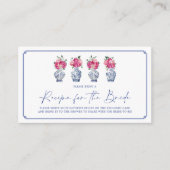 Chinoiserie Porzellan Brautparty Rezept Begleitkarte (Vorderseite)