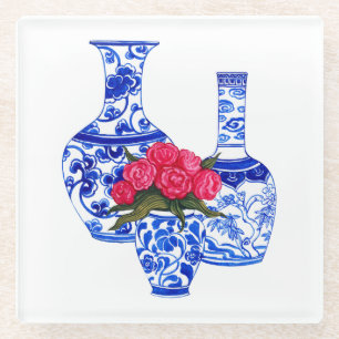 Chinoiserie-Porzellan-Vasen Glasuntersetzer