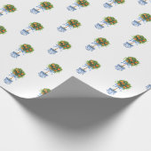 Chinoiserie Potterie Orange Topiary Tree Blaues Ge Geschenkpapier (Ecke)