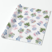 Chinoiserie Preppy Bow Weihnachtswrapping Paper Geschenkpapier (Ungerollt)
