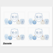 Chinoiserie Pumpkins Blue & White Wedding Logo Rechteckiger Aufkleber (Blatt)