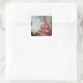 Chinoiserie Quadratischer Aufkleber (Tasche)