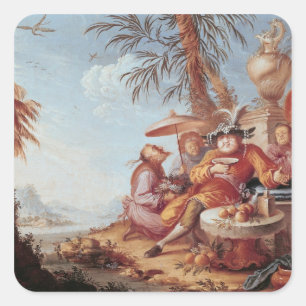 Chinoiserie Quadratischer Aufkleber