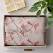 Chinoiserie Red Bird Asian Pink Blume Decoupage Seidenpapier (Geschenk)