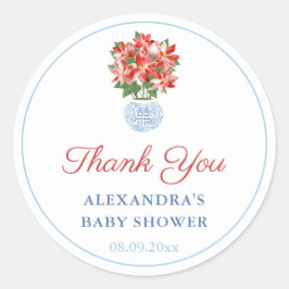 Chinoiserie Red Blue Holidays Brautparty Gefallen Runder Aufkleber