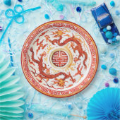 Chinoiserie Red Gold Imperial Dragon Imitats China Pappteller (Party)