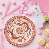 Chinoiserie Red Gold Imperial Dragon Imitats China Pappteller (Party)