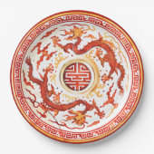 Chinoiserie Red Gold Imperial Dragon Imitats China Pappteller (Vorderseite)