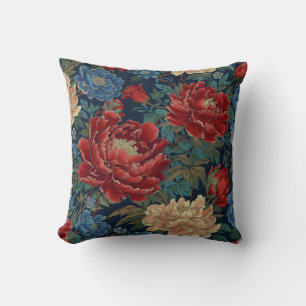 Chinoiserie Red Peony Floral Throw Kissendecke Kissen