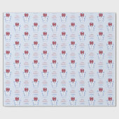 Chinoiserie Red White Blue Christmas Monogram Geschenkpapier (Flach)