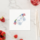 Chinoiserie Red White Blue Monogram Wedding Party Serviette (Beispiel)