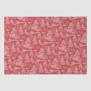 Chinoiserie Red Willow Reverse Decoupage Seidenpapier