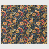 Chinoiserie Red Yellow Blue Pattern Geschenkpapier (Flach)