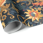 Chinoiserie Red Yellow Blue Pattern Geschenkpapier (Rolleneckpunkt)