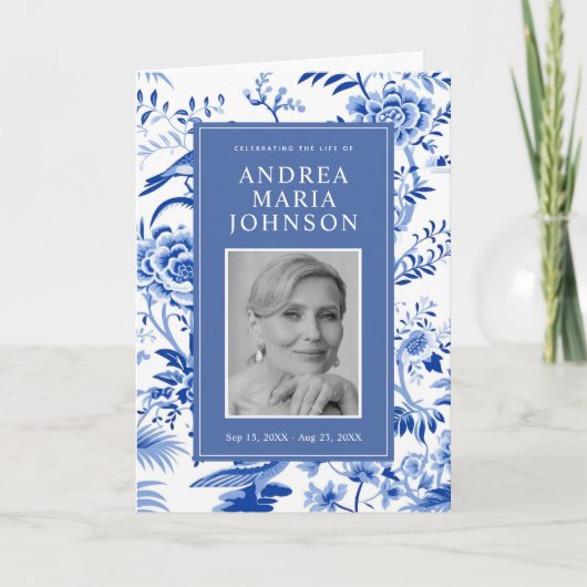 Chinoiserie-Reihenfolge des Beerdigungsprogramms Einladung (Vorderseite)