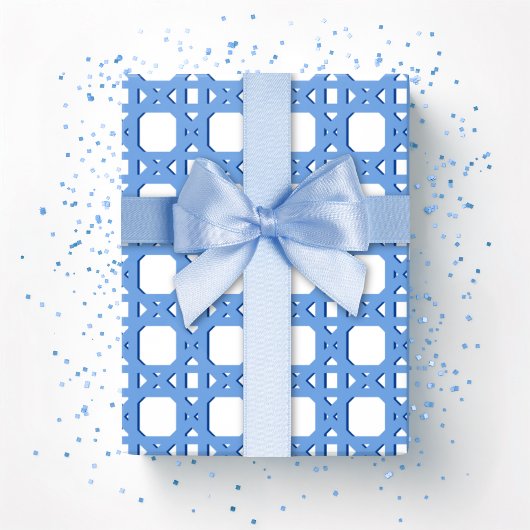 Chinoiserie-Rohrgitter in Blau Geschenkpapier
