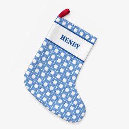Chinoiserie-Rohrgitter in Blau personalisiert Kleiner Weihnachtsstrumpf