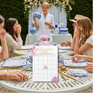 Chinoiserie Rosa Weiden Hochzeitsdusche Bingo Spie Einladung