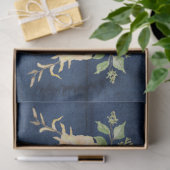 Chinoiserie Rose Peony Blume Navy Blue Wood Seidenpapier (Geschenk)