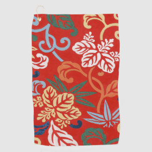 Chinoiserie Rote Hawaiianische Blumenmuster Japani Golfhandtuch