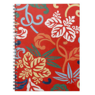 Chinoiserie Rote Hawaiianische Blumenmuster Japani Notizblock