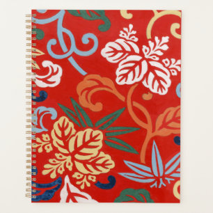 Chinoiserie Rote Hawaiianische Blumenmuster Japani Planer