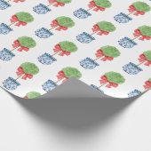Chinoiserie Roter Bow Topiary Geschenkpapier (Ecke)
