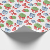 Chinoiserie Roter Bow Topiary Geschenkpapier (Ecke)