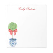 Chinoiserie Roter Bow Topiary Notizblock (Vorderseite)
