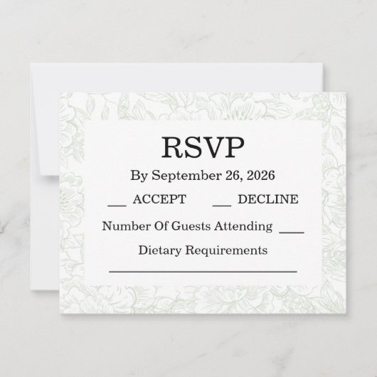 Chinoiserie Sage Green Peony RSVP Cards (Vorderseite)