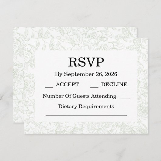 Chinoiserie Sage Green Peony RSVP Cards (Vorne/Hinten)