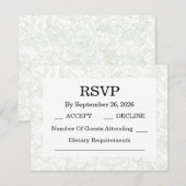 Chinoiserie Sage Green Peony RSVP Cards Karte (Vorne/Hinten)