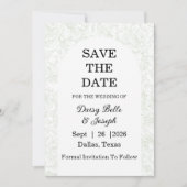 Chinoiserie Sage Green Peony Save The Date (Vorderseite)