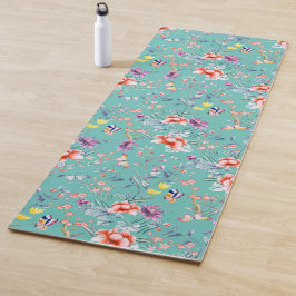 Chinoiserie Schmetterlinge, Blume aquamarin, Yogamatte