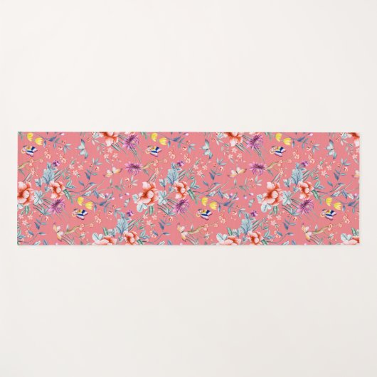Chinoiserie Schmetterlinge, Blume Lachs rosa Yogamatte (Vorderseite (Horizontal))