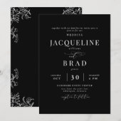 Chinoiserie Schwarzes Elegant Einladung (Vorne/Hinten)