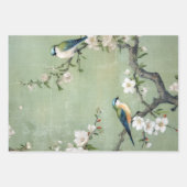 Chinoiserie Sea Blue Grüntöne Hintergrund Geschenkpapier Set (Vorderseite 3)