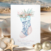 Chinoiserie Seashell Weihnachtsfest Strumpf 2 Foto Dreifach Gefaltete Urlaubskarte