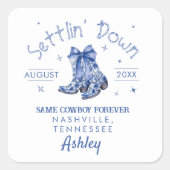 Chinoiserie Settlin' Down Junggeselinnen-Abschied Quadratischer Aufkleber (Vorderseite)