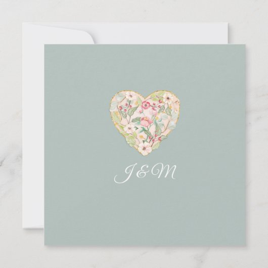 Chinoiserie Silver Sage Rose Einladung (Rückseite)