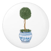 Chinoiserie Single Topiary Tree Keramikknauf (Vorderseite)