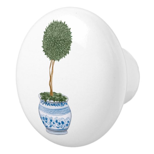 Chinoiserie Single Topiary Tree Keramikknauf (Rechts)