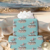 Chinoiserie Sleigh am Strand aquamarin Geschenkpapier