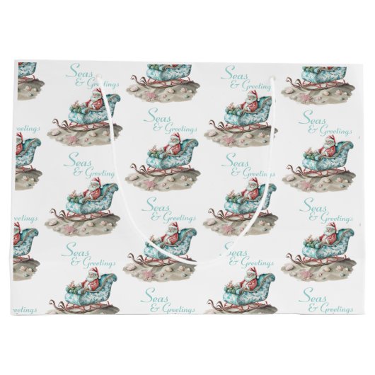 Chinoiserie Sleigh am Strand Große Geschenktüte (Rückseite)