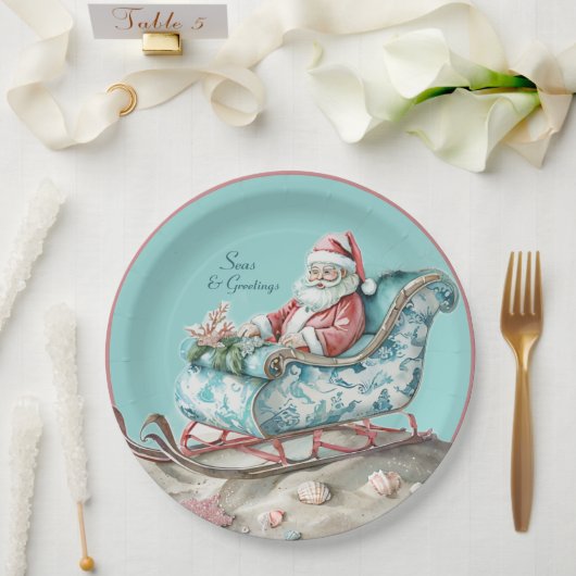 Chinoiserie Sleigh am Strand Pappteller (Hochzeit)