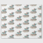 Chinoiserie Sleigh am Strand weiß Geschenkpapier (Flach)