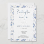 Chinoiserie Something Blue Brautparty Einladung (Vorderseite)