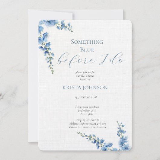 Chinoiserie Something Blue Brautparty Einladung (Vorderseite)