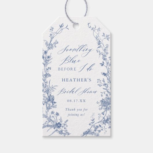 Chinoiserie Something Blue Brautparty Geschenkanhänger (Vorderseite)