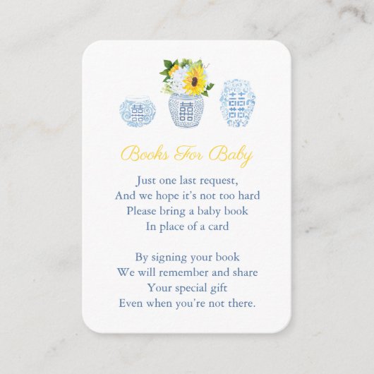 Chinoiserie Sonnenblumen Bücher für Baby Gedicht D Begleitkarte (Vorderseite)